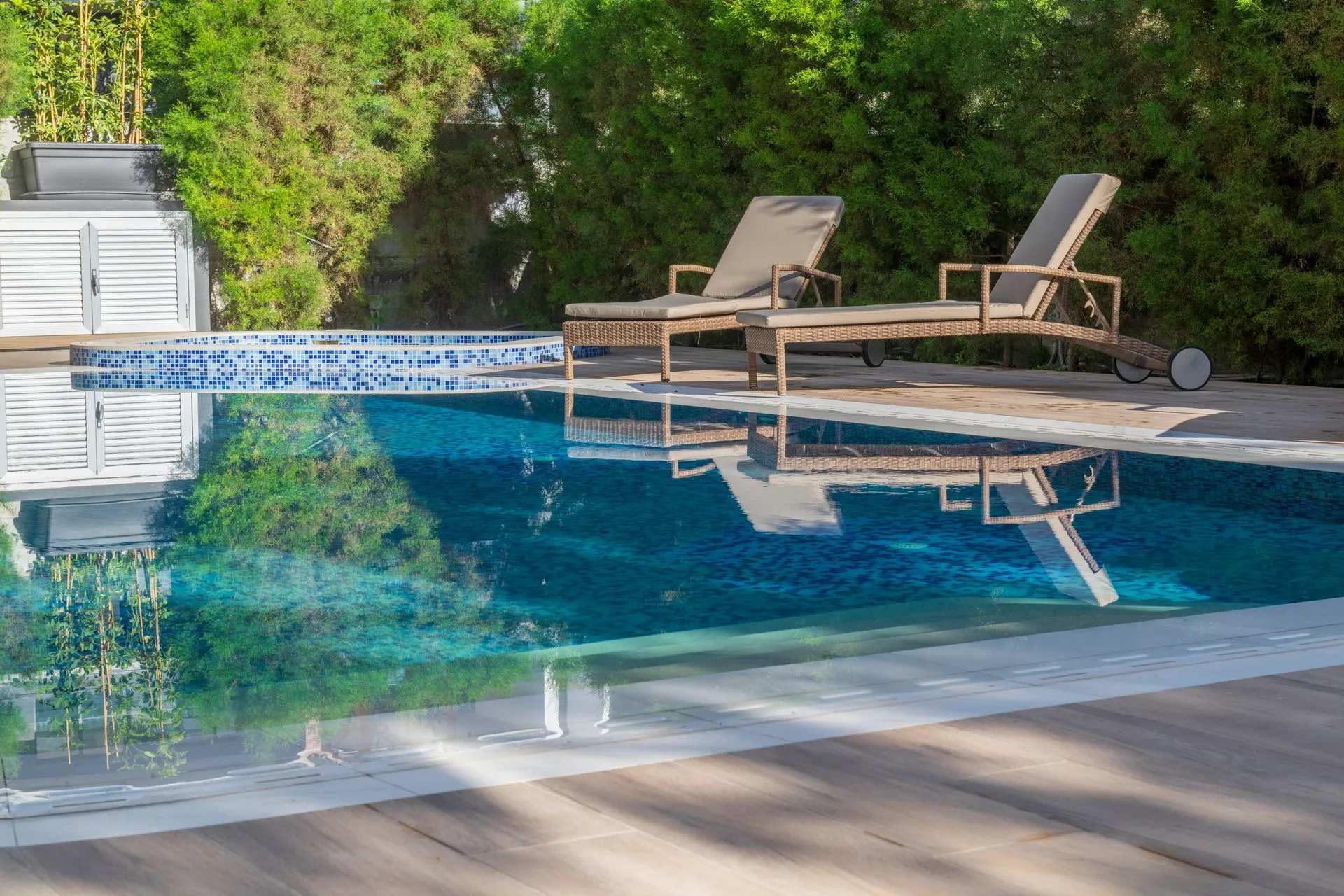 Pool reflection at sunset
